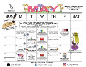 May 2020 calendar of events happening at Berryville Public Library