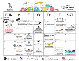 Berryville Library Program Calendar for April 2021