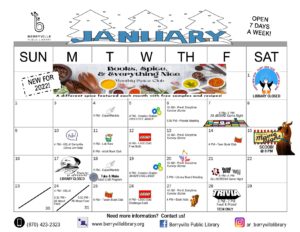 January 2022 calendar of events at the Berryville Library
