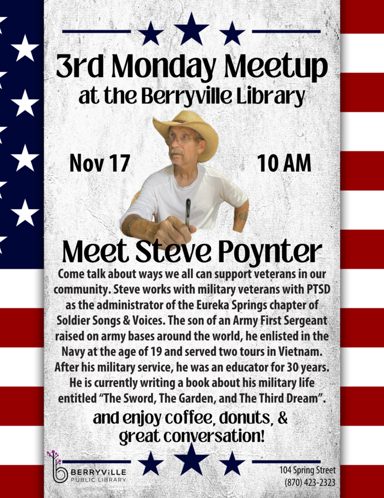 Flyer for 2rd Monday Meetup with Steve Poynter